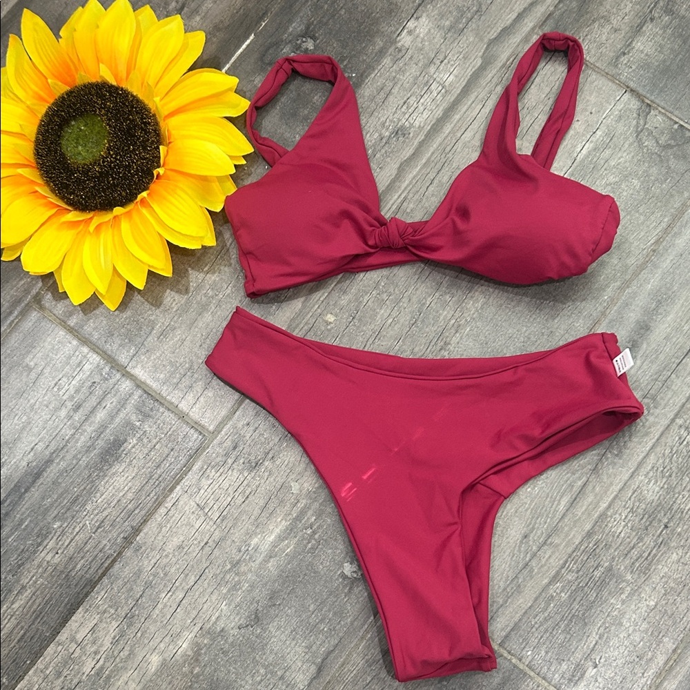 Amazon Essentials Burgundy Bikini Set